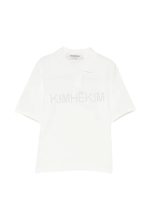 Kimhekim faux-pearl logo polo shirt White ZG2JS02WH