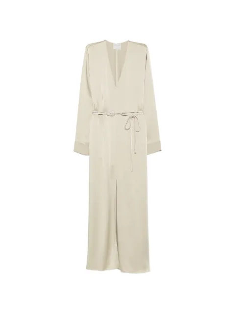 Forte Forte belted satin-finish maxi dress Green 15069MYDRESS