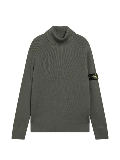 Stone Island Compass-patch ribbed-knit sweater Green L2S155100052S00C2