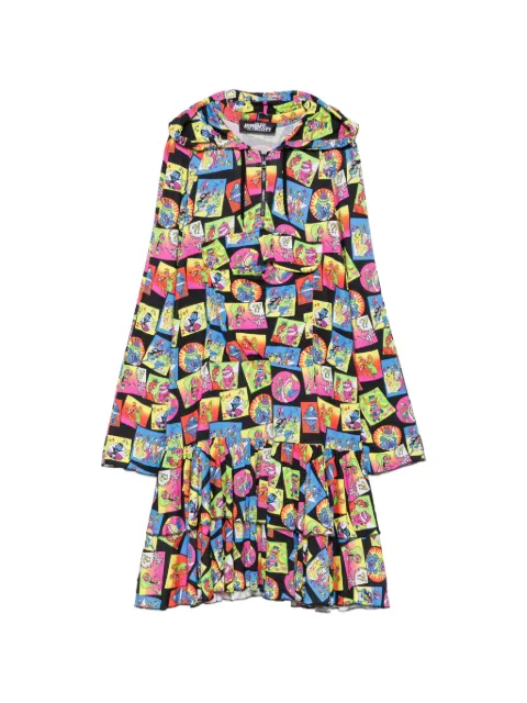 JEREMY SCOTT Pre-Owned 2020 hooded tiered mini dress Black JS350CAD