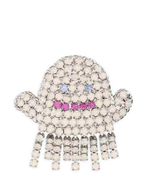 Lisa C crystal-embellished ghost brooch Silver BROOFANTASMA