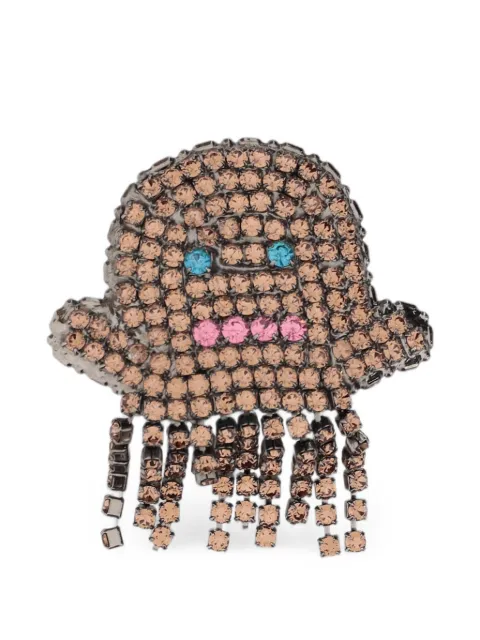 Lisa C crystal-embellished fringed brooch Silver BROOFANTASMAPICCOLO