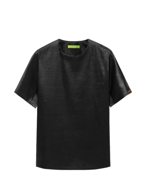 Shanghai Tang short-sleeved satin T-shirt Black B2MRB612AN