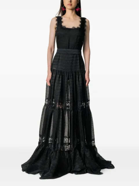 MIAU by Clara Rotescu lace-trim maxi dress Black TAHIRA