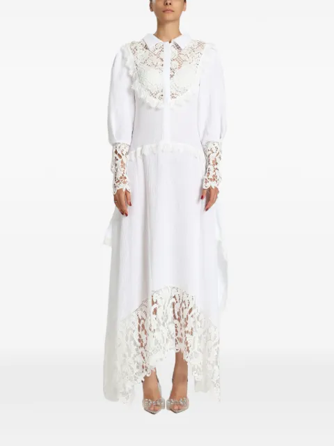 MIAU by Clara Rotescu lace-trim maxi dress White BLANKA
