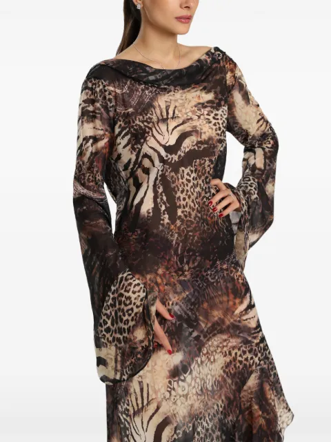 MIAU by Clara Rotescu animal-print maxi dress Brown FAWN