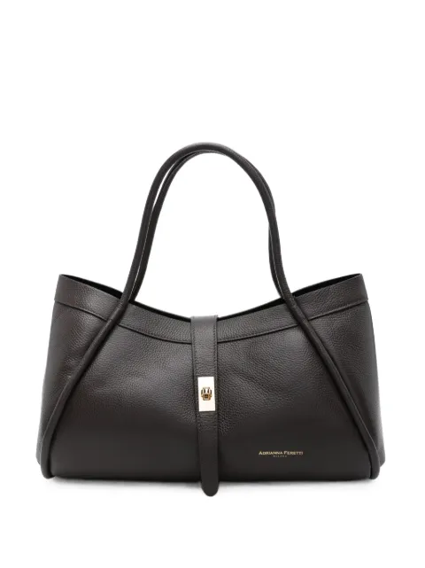 ADRIANNA FERETTI pebbled-leather twist-lock tote bag Brown 659626105