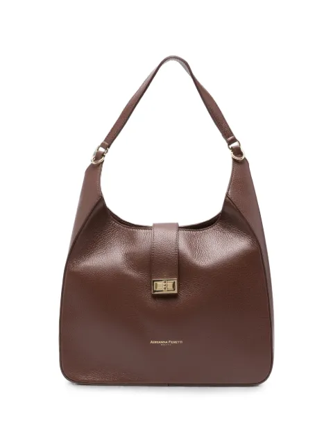 ADRIANNA FERETTI grainy-leather twist-lock tote bag Brown 659626102