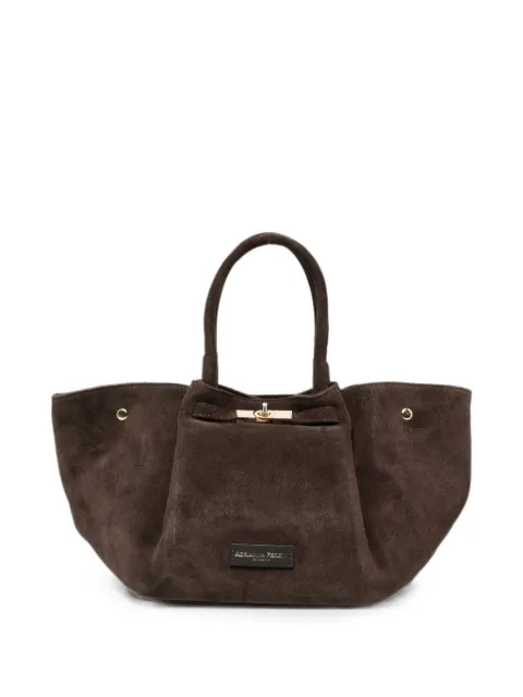 ADRIANNA FERETTI suede logo-patch tote bag Brown 659626109