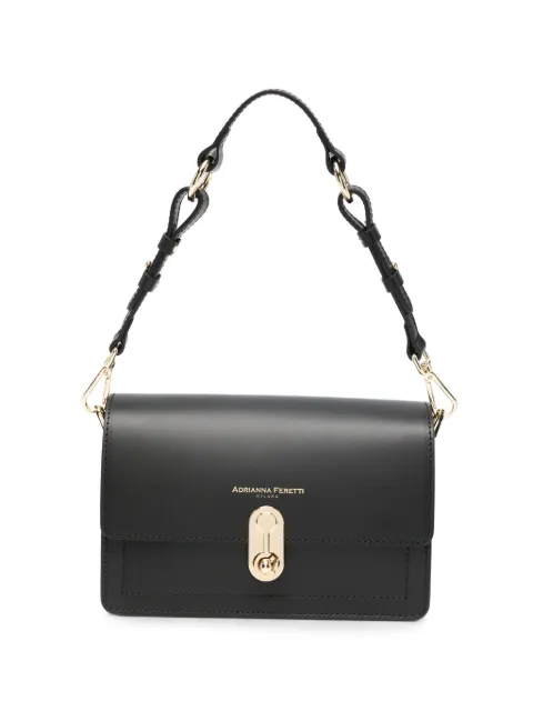 ADRIANNA FERETTI logo-print leather shoulder bag Black 659626104