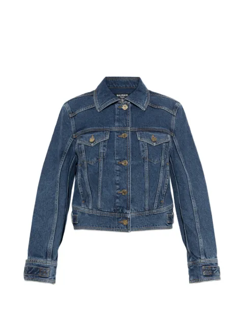 Balmain logo-button denim jacket Blue HF1TC220DG08