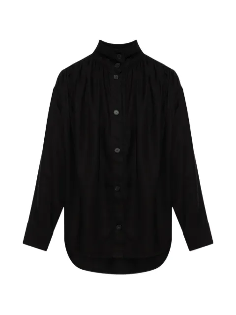 IRO Fenyra high-neck gathered denim shirt Black WP18FENYRA