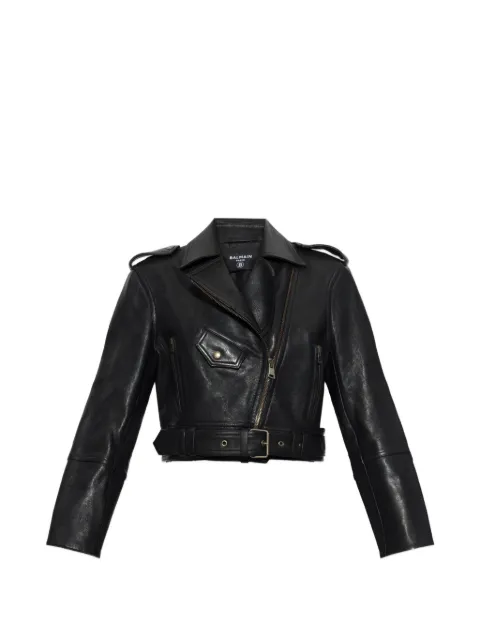 Balmain belted biker jacket Black HF1TD240LE37