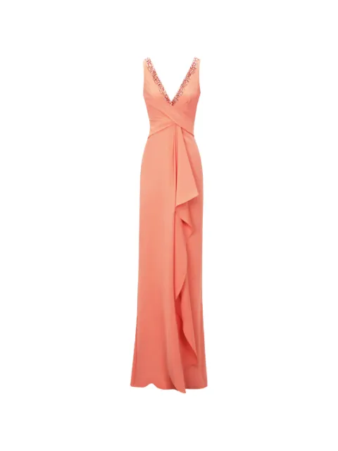 Gemy Maalouf beaded ruffled gown Orange EDR241880LD