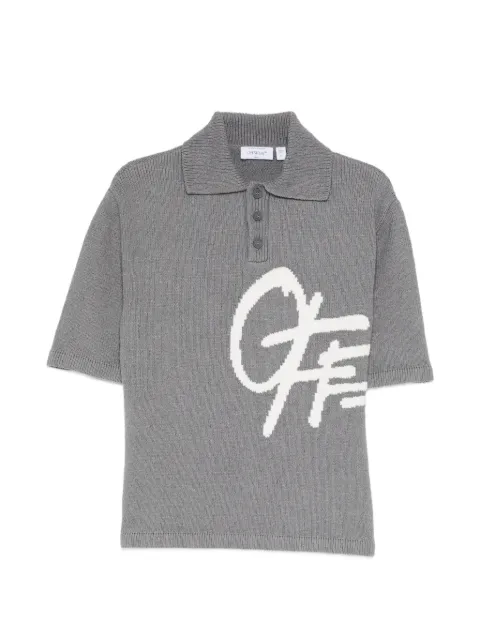 Off-White logo-intarsia short-sleeve polo Grey OMHV009S26KNI0010030