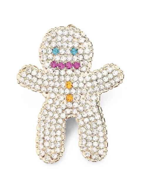 Lisa C crystal-embellished gingerbread man brooch Gold BROOBABY