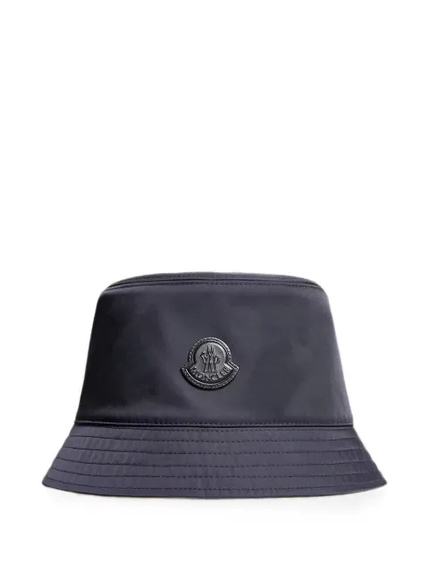 Moncler leather logo gabardine bucket hat Blue 3B0001554A1K