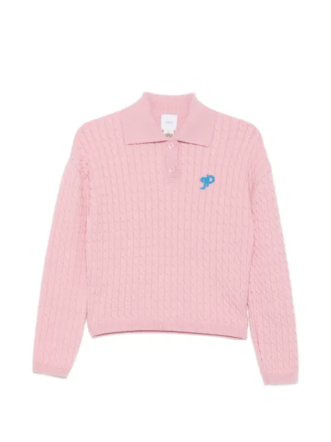 Patou JP cable-knit polo sweater Pink KN3898103469P