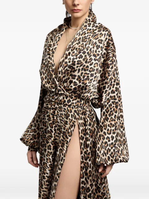MIAU by Clara Rotescu leopard-print side-slit maxi dress Neutrals NURA