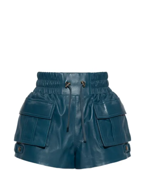 Balmain cargo leather shorts Blue HF1QA105LE35