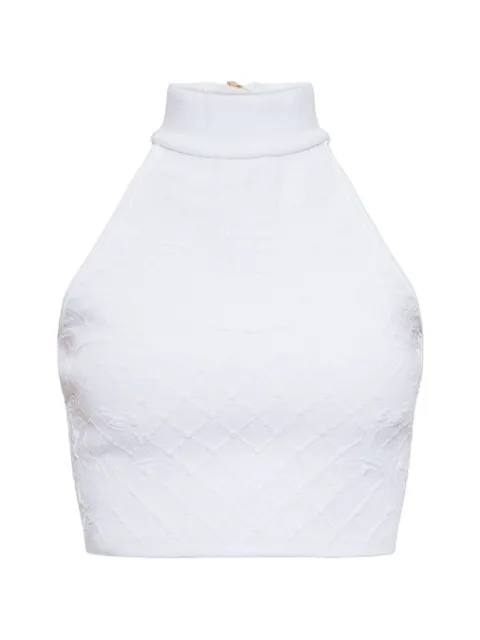 Balmain jacquard-knit turtleneck top White HF1AB021KJ95