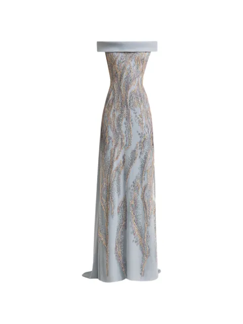 Gemy Maalouf sequin-embellished cape-detail dress Grey EDPF252082LD