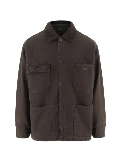 Emporio Armani corduroy-collar patch-pocket coat Brown EM006501AF27763U6030