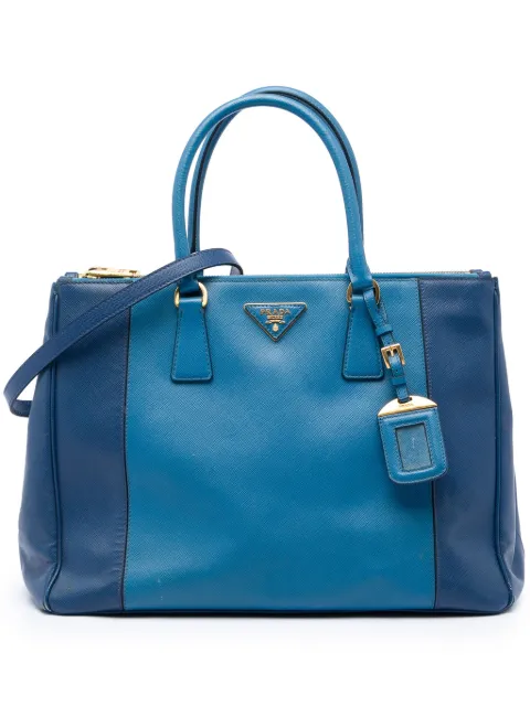 Prada Pre-Owned 2021-2026 Large Bicolor Saffiano Lux Galleria Double Zip satchel Blue ZK28B87XXLOU60X9