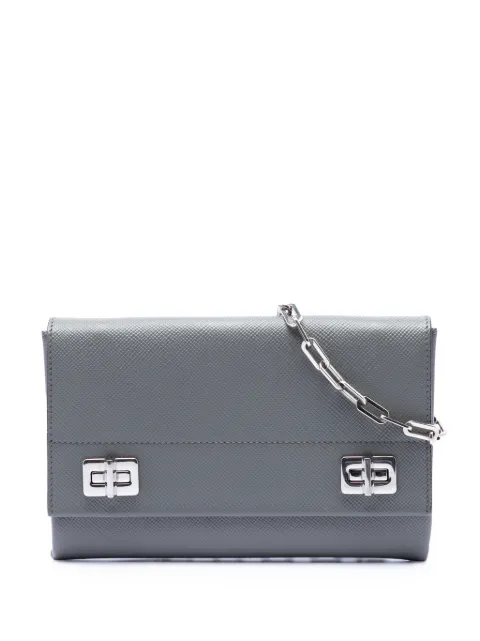 Prada Pre-Owned 2013-2026 Saffiano Cuir Twist Lock Chain Flap crossbody bag Grey XQ1PS6AHXP1MY1GT
