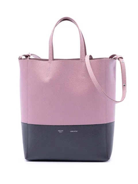 Celine Pre-Owned 2018 Small Bicolor Grained Calfskin Vertical Cabas Tote satchel Grey XN4WF90S1ZE0R600