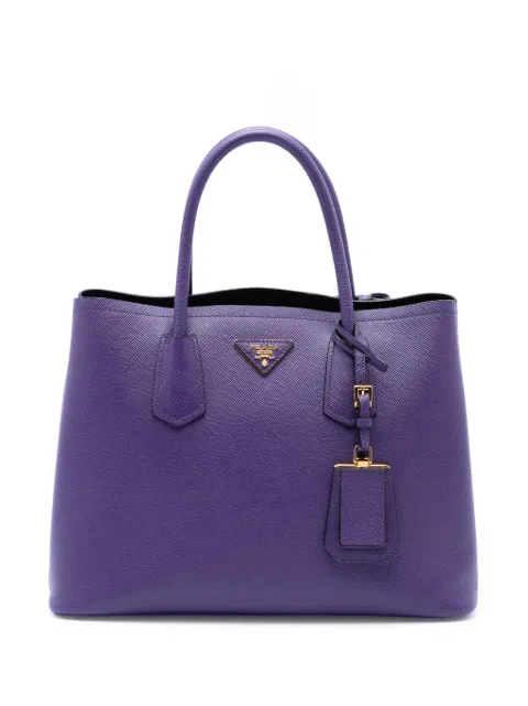 Prada Pre-Owned 2010-2026 Medium Saffiano Cuir Double satchel Purple 8DYJFI4I3XWE0YFM