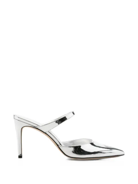 Stuart Weitzman pointed-toe metallic mules Silver STRTPWRMLE85