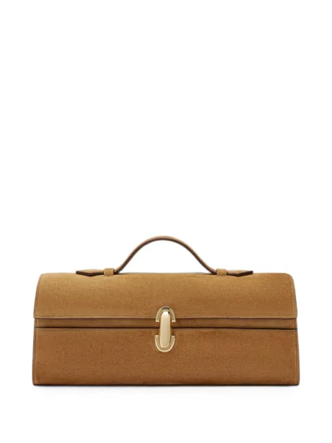 Savette Symmetry slim suede clutch bag Brown H0140303