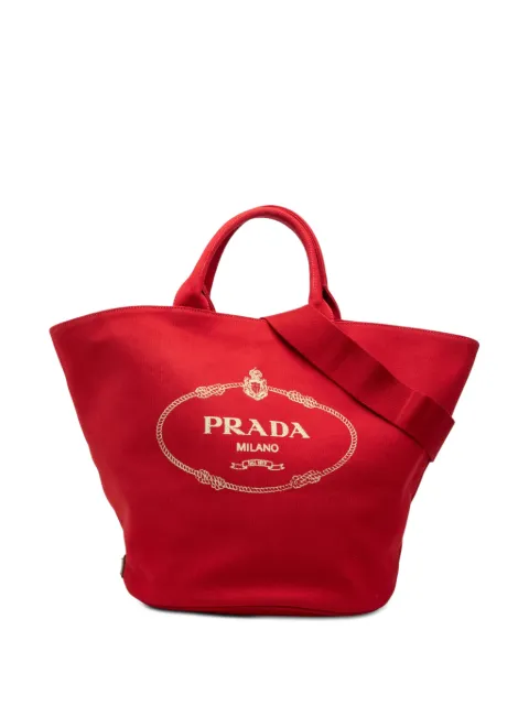 Prada Pre-Owned 2013-2026 Canvas Canapa Logo satchel Red ZFLG0XF75GWEEUXP