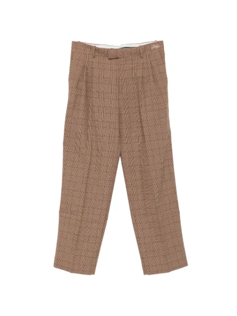 Drôle De Monsieur check-pattern pleated trousers Brown LBP165PL178