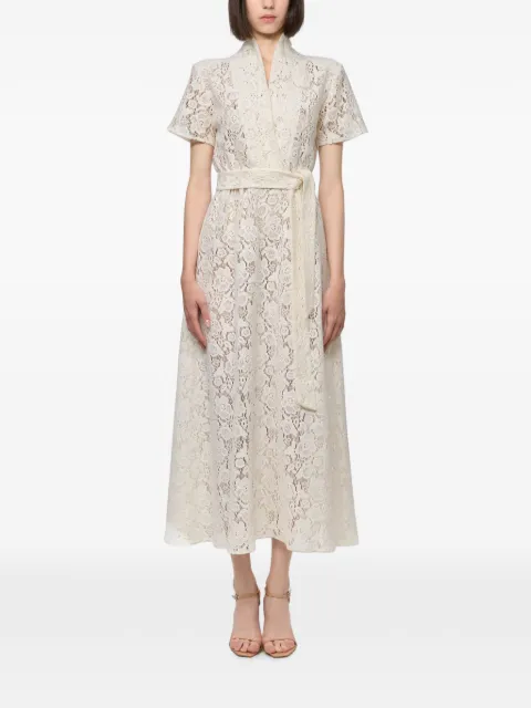 Atu Body Couture belted lace midi dress Neutrals AT26147