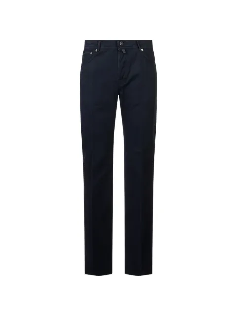 Kiton logo-patch straight-leg trousers Blue UPNJSMRK0102L