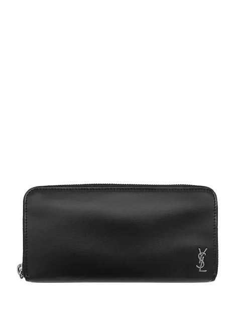 Saint Laurent Pre-Owned 2013-2026 Leather Tiny Cassandre Zip Around Wallet long wallets Black TSTEBFTZ0YU2H61Y