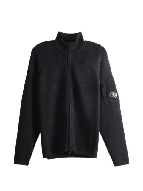 C.P. Company lens-detail zip-up cardigan Black 21CMKN058A110754A999