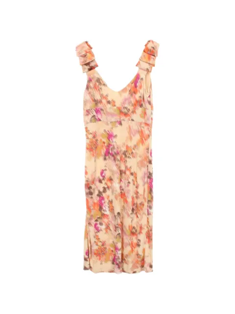 Versace Pre-Owned abstract-print ruffled dress Neutrals 1084100