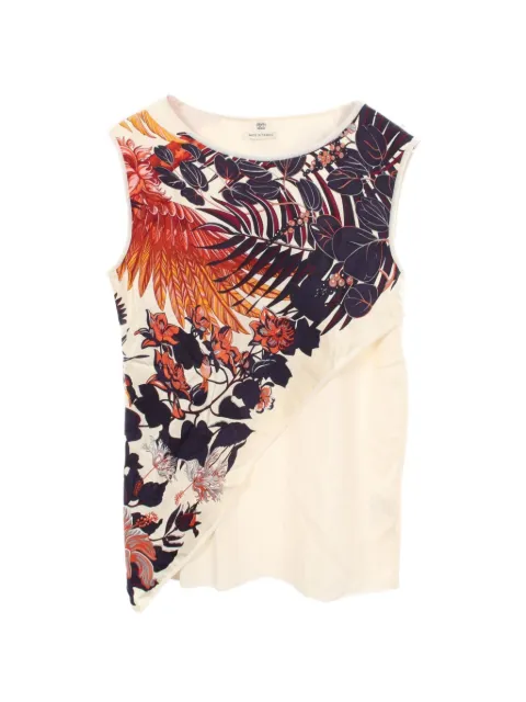 Hermès Pre-Owned floral-print sleeveless silk tank top Neutrals 1075347
