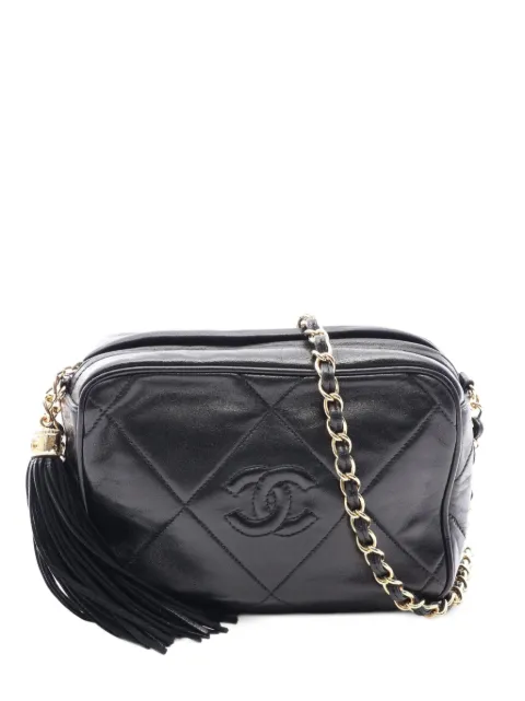 CHANEL Pre-Owned 1986-1988 matelassé tassel shoulder bag Black 1086399558544