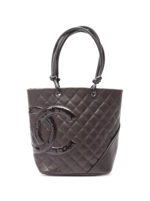 CHANEL Pre-Owned 2005-2006 medium Cambon Ligne quilted tote bag Brown 108669410090026