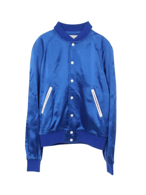 Celine Pre-Owned Teddy logo-print bomber jacket Blue 1083969