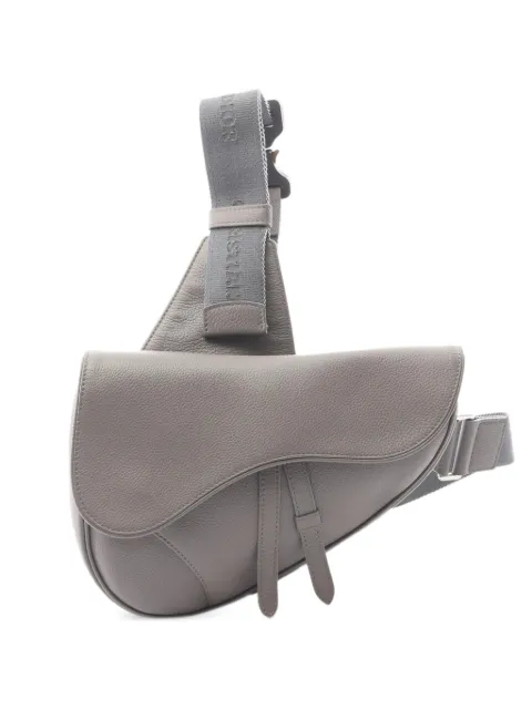 Christian Dior Pre-Owned Saddle leather shoulder bag Grey 1085953