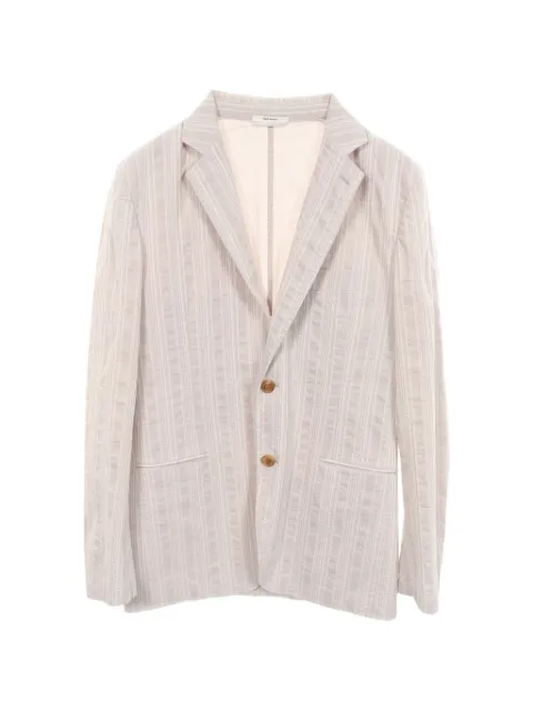 Hermès Pre-Owned stripe wrinkle-effect jacket Neutrals 1084431