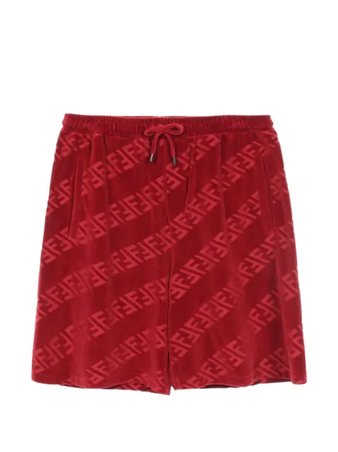 Fendi Pre-Owned Zucca logo-pattern cotton shorts Red 1083987