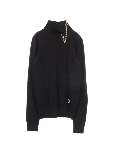 Louis Vuitton Pre-Owned chain-detail turtleneck sweater Black 1083495