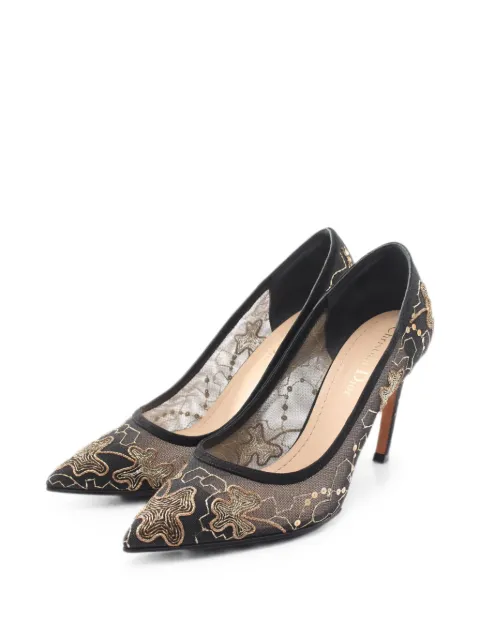 Christian Dior Pre-Owned embroidered mesh pumps Black 1082282