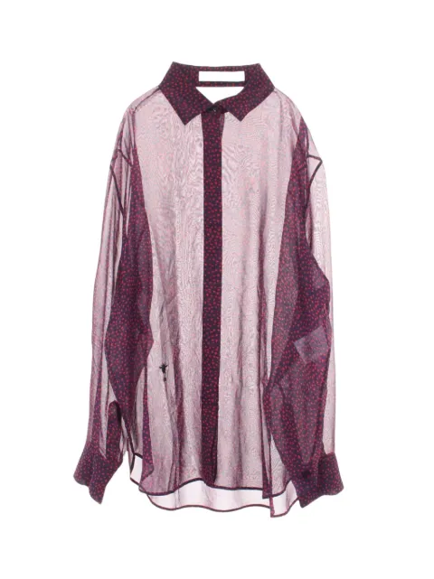Christian Dior Pre-Owned bee-embroidered heart-print blouse Blue 1084451